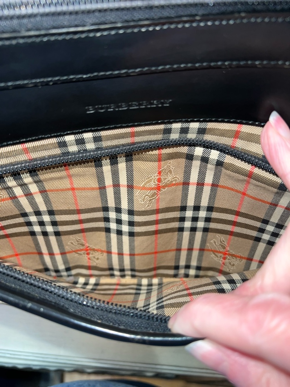 Burberry Black Leather Novacheck Plaid Shoulder Bag with COA - Picture 9 of 17